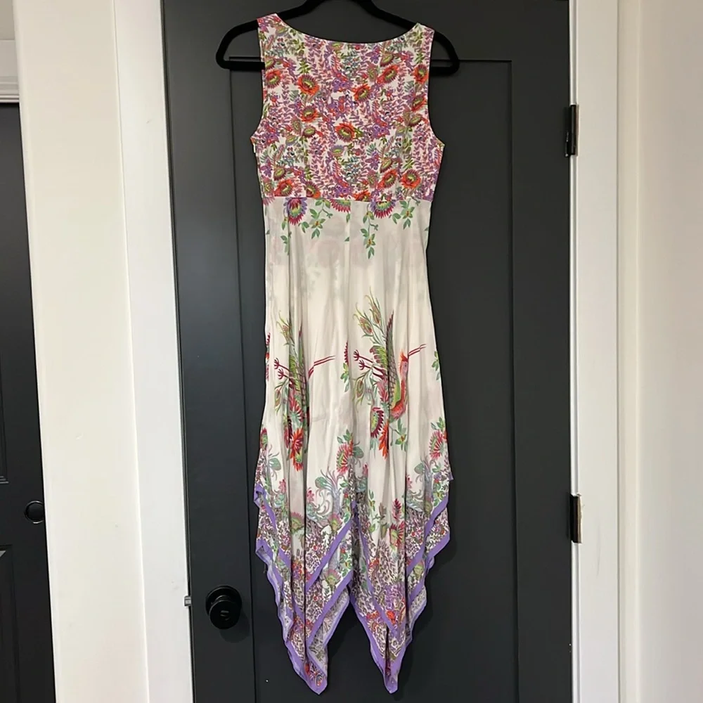 RARE! Anthropologie Analise midi length fairy hem birds of paradise dress, 4 - Picture 4 of 11